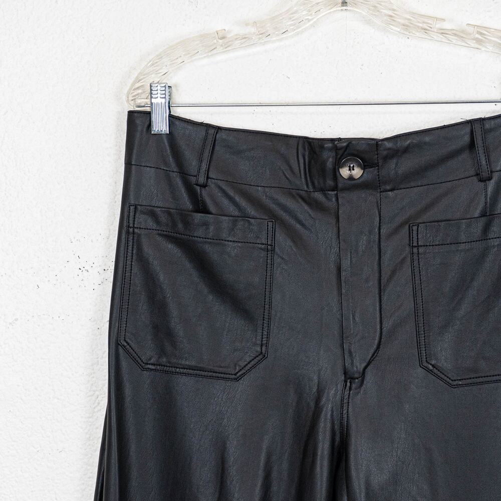 Maeve The Colette Faux Leater pants Wide Leg Black size 32 - Picture 8 of 9